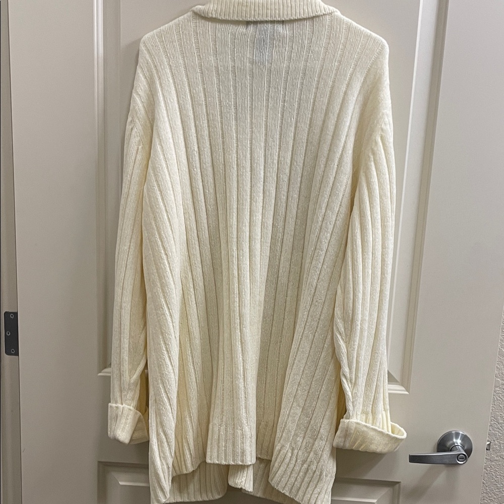 Cream Ribbed Women's Sweater - Picture 5 of 5